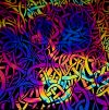 90 Pre Made Etched Pattern #036 Twisted, Fusion G-Magenta Blue CBS Dichroic on Thin Black Glass