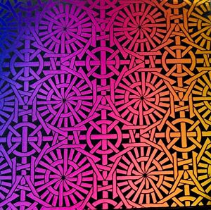 90 Pre Made Etched Pattern #037 Japanese Lattice, RB2 CBS Dichroic on Vintage Uroboros FX Thin Clear Glass