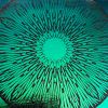 90 Pre Made Etched Pattern #044 Large Mandala, M-Green CBS Dichroic on Thin Clear Glass