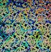 90 Pre Made Etched Pattern #062 Triangle n Squares, Fusion Mixture CBS Dichroic on Thin Black Glass