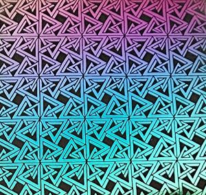 90 Pre Made Etched Pattern #062 Triangle n Squares, Mixture CBS Dichroic on Vintage FX Thin Clear Glass