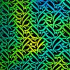 90 Pre Made Etched Pattern #064 Swimmers, Aurora Borealis Blue Gold CBS Dichroic on Thin Black  Glass