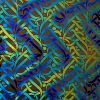 90 Pre Made Etched Pattern #064 Swimmers, Twizzle Cyan Copper CBS Dichroic on Thin Clear  Glass