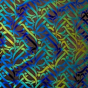 90 Pre Made Etched Pattern #064 Swimmers, Twizzle Cyan Copper CBS Dichroic on Thin Clear  Glass