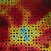 90 Pre Made Etched Pattern #066 Rounded Square Weave, Aurora Borealis Candy CBS Dichroic on Vintage FX Thin Clear Glass