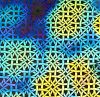 90 Pre Made Etched Pattern #066 Rounded Square Weave, Cool Lava CBS Dichroic on Thin Clear Glass