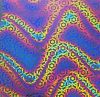 90 Pre Made Etched Pattern #077 Woven Cane, Twizzle Green Magenta CBS Blue Dichroic on Thin Clear Glass