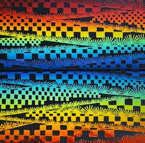 90 Pre Made Etched Pattern #080 Southwest, RBC Candy CBS Dichroic on Thin Black Glass