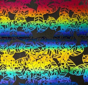 90 Pre Made Etched Pattern #081 Native American Leaf, RBC G-Magenta CBS Dichroic on Thin Clear Glass