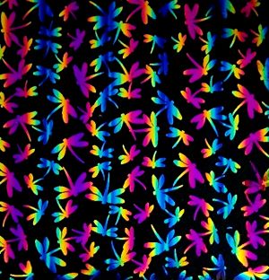 90 Pre Made Etched Pattern #089 Dragonflies, RBA G-Magenta Blue CBS Dichroic on Thin Black Glass