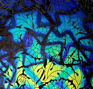 90 Pre Made Etched Pattern #091 Chrysanthemum, Fusion RB2 CBS Dichroic on Thin Clear Glass