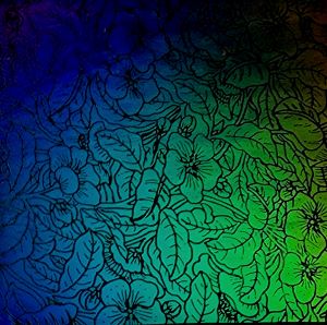 90 Pre Made Etched Pattern #092 Plumeria, Mixture CBS Dichroic on Thin Black Glass