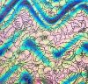 90 Pre Made Etched Pattern #092 Plumeria, Twizzle Green Pink CBS Dichroic on Thin Clear Glass