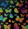 90 Pre Made Etched Pattern #093 Large Butterflies, Aurora Borealis G-Magenta Blue CBS Dichroic on Thin Clear Glass