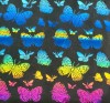 90 Pre Made Etched Pattern #093 Large Butterflies, RBC G-Magenta Blue CBS Dichroic on Thin Black Glass