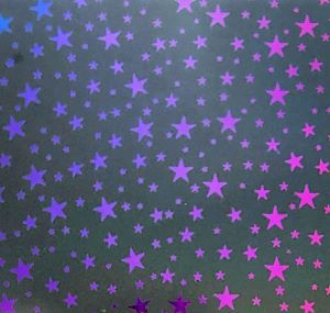90 Pre Made Etched pattern #097 Stars, 1/2 Target Rainbow Green Magenta Blue CBS Dichroic on Thin Clear Glass