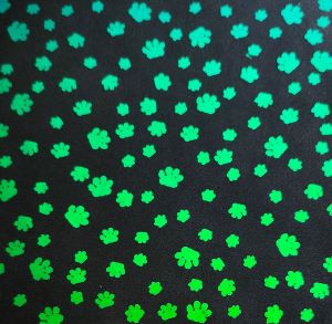 90 Pre Made Etched Pattern #099 Paws, Aqua CBS Dichroic on Thin Black Glass