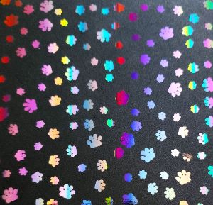 90 Pre Made Etched Pattern #099 Paws, Tropical Rays 2" CBS Dichroic on Thin Black Glass