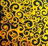 90 Pre Made Etched Pattern #109 Curls, Cyan Red CBS Dichroic on Thin Black Glass