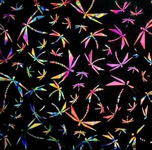 90 Pre Made Etched Pattern #100 Origami Dragonflies, Fusion RB2 #2, CBS Dichroic on Thin Black Glass