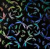 90 Pre Made Etched Pattern #100 Origami Dragonflies, Fusion Mixture Dichroic on Thin Black Glass