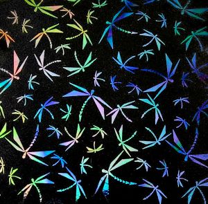 90 Pre Made Etched Pattern #100 Origami Dragonflies, Fusion Mixture #2, CBS Dichroic on Thin Black Glass