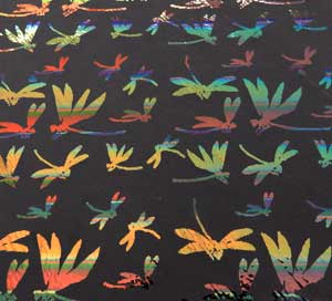 90 Pre Made Etched Pattern #102 May Flies, RBA Salmon CBS  Dichroic on Thin Clear Glass