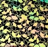 90 Pre Made Etched Pattern #103 Med Ginkgo, Aurora Borealis G-Pink CBS Dichroic on Thin Black Glass