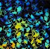 90 Pre Made Etched Pattern #103 Med Ginkgo, Cool Lava Dichroic on Thin Black Glass