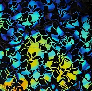 90 Pre Made Etched Pattern #103 Med Ginkgo, Cool Lava CBS Dichroic on Thin Black Glass