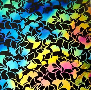 90 Pre Made Etched Pattern #103 Med Ginkgo, Cool Lava CBS Dichroic on Thin Clear Glass