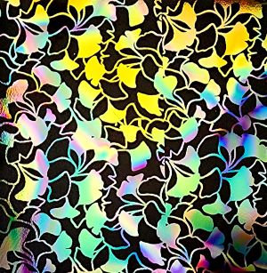90 Pre Made Etched Pattern #103 Med Ginkgo, Corkscrew CBS Dichroic on Vintage Uroboros Thin Clear Glass