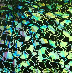 90 Pre Made Etched Pattern #103 Med Ginkgo, Voltage Mixture  Dichroic on Thin Black Glass