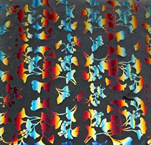 90 Pre Made Etched Pattern #104 Small Ginkgos, RBA Candy CBS Dichroic on Thin Clear Glass