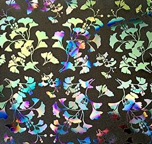 90 Pre Made Etched Pattern #104 Small Ginkgo, Reptilian CBS Dichroic on Vintage Uroboros Thin Clear Glass