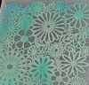 90 Pre Made Etched Pattern #105 Flowers, Aurora Borealis R-Silver Blue CBS Dichroic on Thin Clear Glass