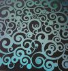 90 Pre Made Etched Pattern #109 Curls, Mixture CBS Dichroic on Vintage Uroboros FX Thin Clear Glass