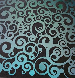 90 Pre Made Etched Pattern #109 Curls, Mixture CBS Dichroic on Vintage Uroboros FX Thin Clear Glass