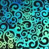 90 Pre Made Etched Pattern #109 Curls, Aurora Borealis Blue Gold CBS Dichroic on Thin Black Glass