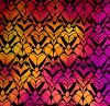 90 Pre Made Etched Pattern #113 Hearts and Flowers, Aurora Borealis G-Magenta CBS Dichroic on Thin Black Glass