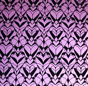 90 Pre Made Etched Pattern #113 Hearts and Flowers, G-Pink CBS Dichroic on Thin Black Glass