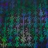 90 Pre Made Etched Pattern #115 Bamboo, Aurora Borealis Purple Dichroic on thin Black Glass