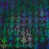 90 Pre Made Etched Pattern #115 Bamboo, Aurora Borealis Purple CBS Dichroic on thin Black Glass