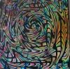 90 Pre Made Etched Pattern #116 Vortex #2, Fusion Mixture CBS Dichroic on Vintage Uroboros FX Thin Clear Glass