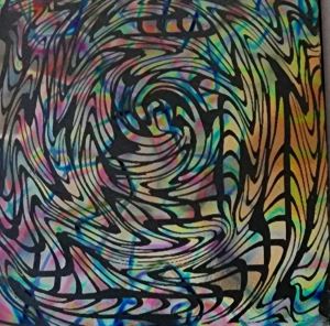 90 Pre Made Etched Pattern #116 Vortex #2, Fusion Mixture CBS Dichroic on Vintage Uroboros FX Thin Clear Glass