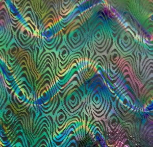 90 Pre Made Etched Pattern #117 Small Zebra, Twizzle Mixture Dichroic on Thin Black Glass
