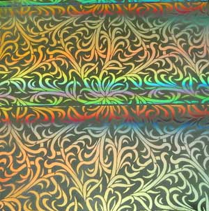 90 Pre Made Etched Pattern #118 Lace, Tropical Rays 2" CBS Dichroic on Thin Clear Glass