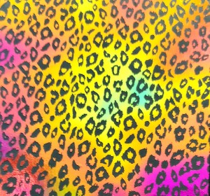 90 Pre Made Etched Pattern #120 Leopard, Aurora Borealis G Magenta Dichroic on Thin Black Glass