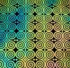 90 Pre Made Etched Pattern #121 Roman Spirals, Aurora Borealis Blue Gold Dichroic on Thin Black Glass
