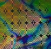 90 Pre Made Etched Pattern #121 Roman Spirals, Reptilian CBS Dichroic on Vintage FX Thin Clear Glass